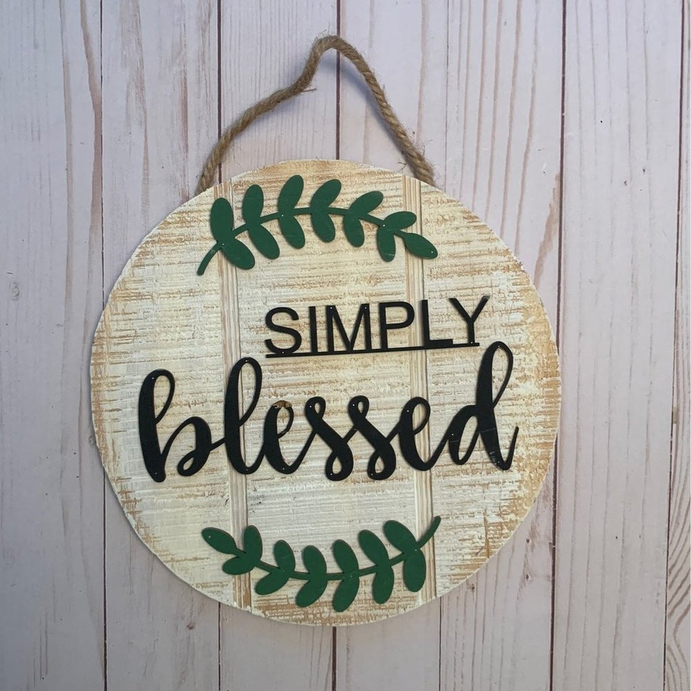 Simple Blessed Wooden Sign